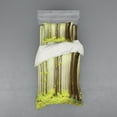 thumbnail image 2 of Ambesonne Spring Bedding Set 4 Pcs, Misty Beech Forest Photo, Queen, Brown Green, 2 of 3