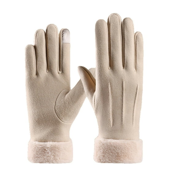 TELOLY Gloves for Women Sporty Style Women'S Gloves & Mittens Winterproof Fleece Gloves for Women Easy Fit Beige