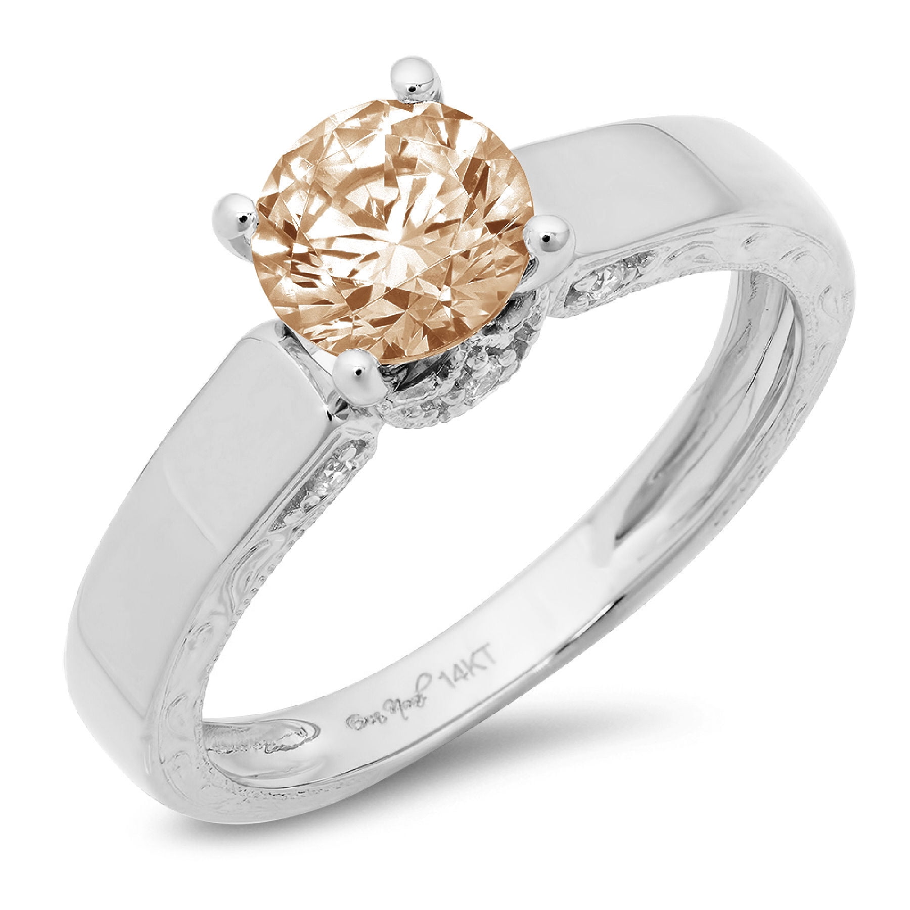 Details about   2Ct Round Cut D/VVS1 Diamond Engagement Wedding Ring 14K White Gold Finish 