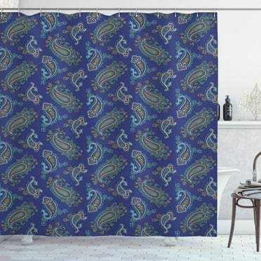 Ambesonne Floral Shower Curtain, Droplet Motif, 69"Wx70"L, Dark Blue Green
