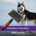 thumbnail image 6 of Extra Long Pin Flat Slicker Brush for Dogs, Professional Grade, Removes Loose Fur and Tangles, Tuffer Than Tangles, Removes Undercoat, Dog Grooming Brush, Ergonomic Handle, Large, 6 of 6