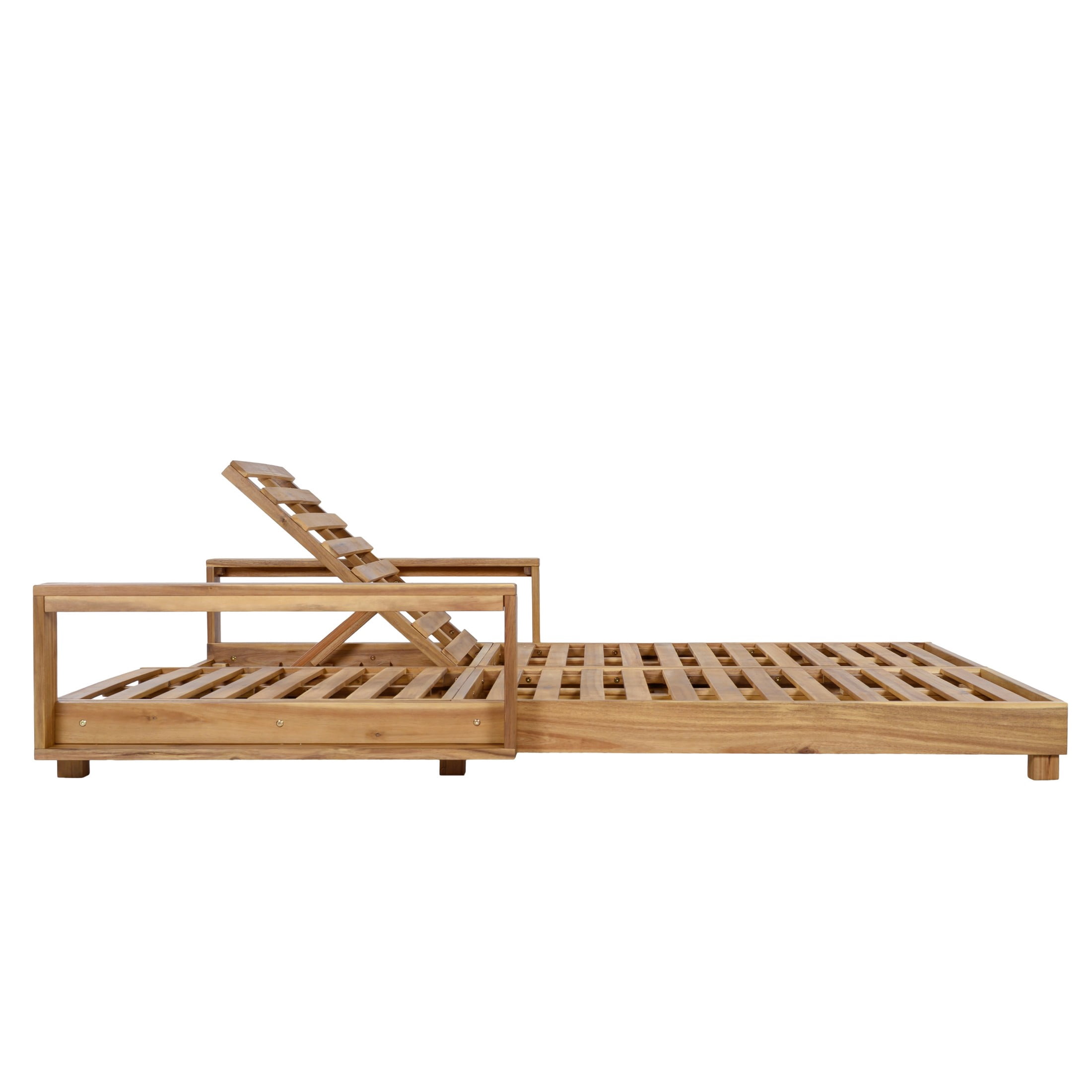 Christopher Knight Home Double Outdoor Chaise Lounge, Recliner with Adjustable Backrests, Light Natural
