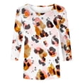 thumbnail image 4 of Pompotops T-shirt Ample Imprimé Mode Femme Manches 3/4 Blouse Col Rond Hauts Décontractés Liquidation, 4 of 4