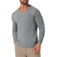 thumbnail image 4 of SUÉTER DE PULLOVER DE PUNTO DE COLOR SÓLIDO DE MANGA LARGA CON CUELLO EN V PARA HOMBRE S GRIS, 4 of 6