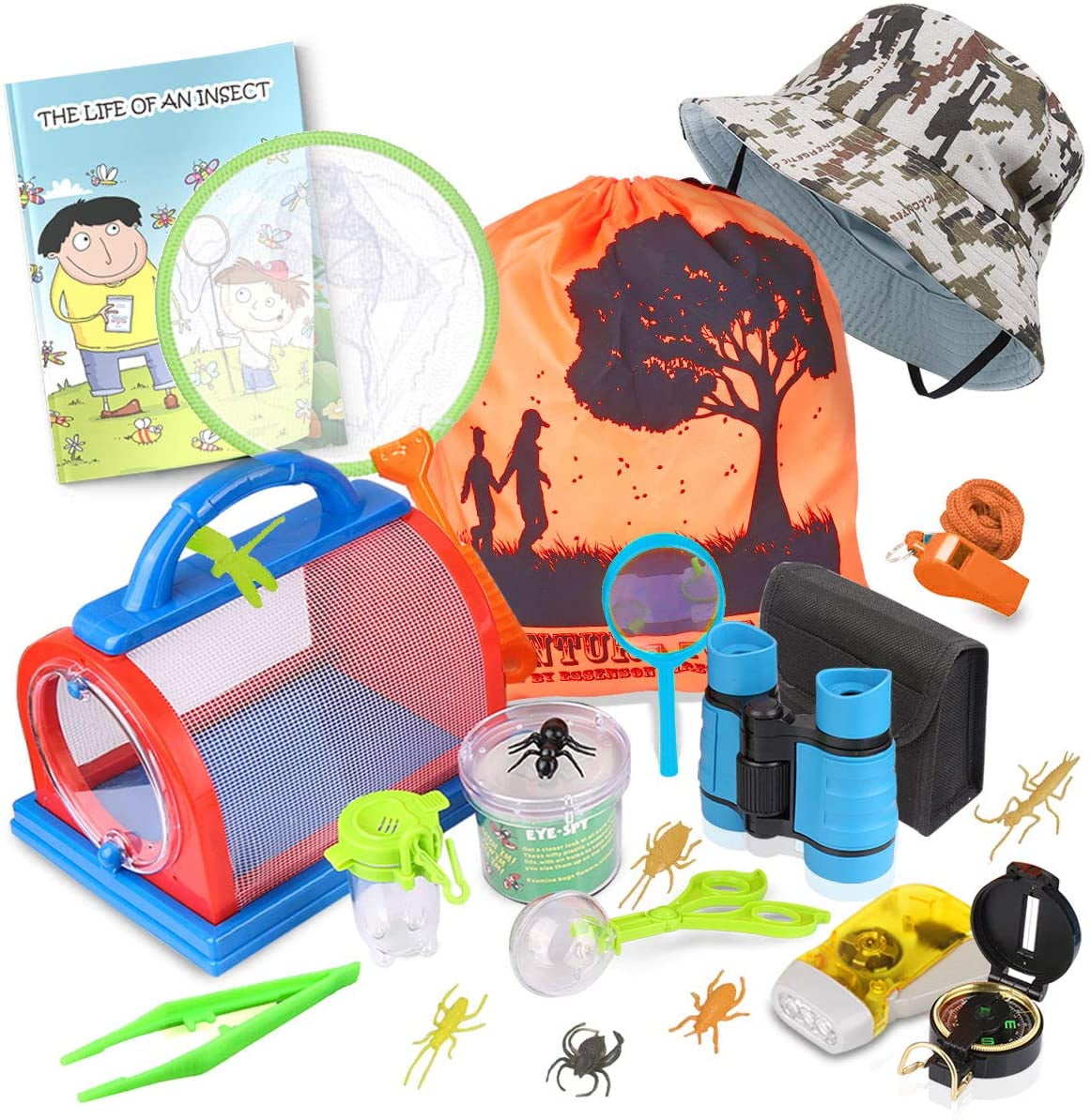 Flashlight Bug Catcher Kit with Binoculars Outdoor Explorer Kit Compass, 
