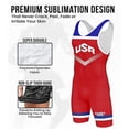thumbnail image 2 of Exxact Sports Sublimated Youth Wrestling Singlet For Boys, Premium Powerlifting Singlet, Kids Wrestling Singlets For Training (YXS, Red USA), 2 of 7