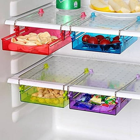Red/Blue/Green/Purple Home Kitchen Refrigerator Keep Fresh Sliding Drawer Storage Box Food Storage & Organization