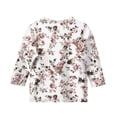 thumbnail image 3 of Grblisyd Shirt for Teen Girls 3/4 Length Sleeve Round Neck Shirts Graphic Blouses Fall Winter Pullover Cute Tops, 3 of 4