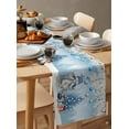 thumbnail image 3 of Table Runners 48 Inches Long Dress Scarves, Blue Gnomes Christmas Farmhouse Kitchen/Dining Table Runner, Short Coffee Tablerunners, Snowflake Xmas Tree Gifts Winter 13x48 Inch, 3 of 7