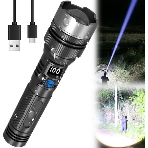 Flashlight, 2025 The Ultimate Survival Flashlight Pro, LED Flashlights High Lumens, USB Rechargeable Waterproof Handheld Flashlights, 5 Modes Torch with LED Digital Display