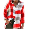 thumbnail image 2 of Puntoco Blusa con estampado de cuadros sueltos a la moda para mujer con tops de manga larga Puntoco Puntoco-2001, 2 of 3