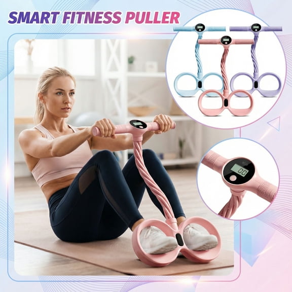 Counting Pedal Resistance Trainer, 2026 New Upgraded Smart Foot Pedal Puller, 6 Tube Pedal Puller Resistance with Digital Display & Handles for Full Body Stretching, Home Workout