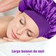 thumbnail image 4 of RV 3 capó de satén para cabello de noche, capó de seda para cabello de noche, gorro de noche de satén, capó de satén para mujer, protección elástica para cabello largo, cabello rizado (negro, dorado, morado oscuro) Sailing Electrónica, 4 of 5