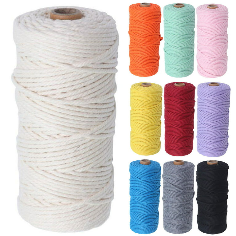 100M/Roll Macrame Cord,2mm x 109yard Cotton Twine String Cord, Woven Cotton  Rope Craft String for DIY Knitting Plant Hangers Christmas Wedding Décor 