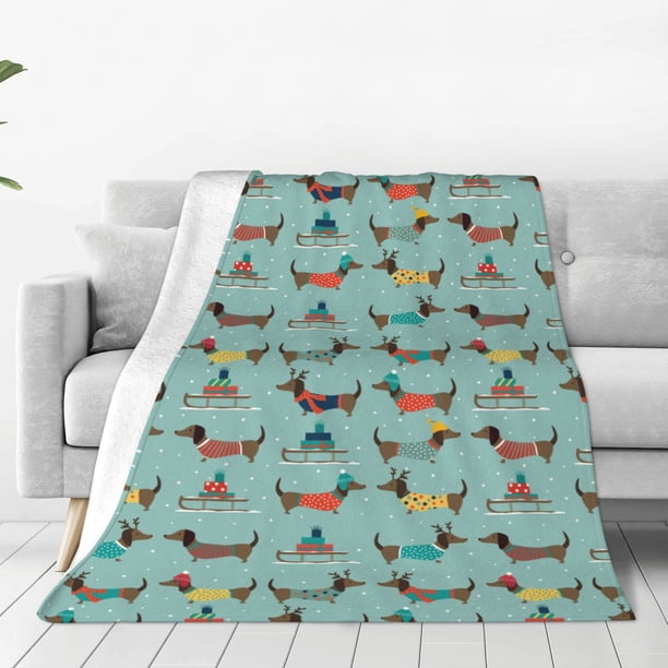 Balery Dachshund Dog Puppy Manta de Felpa Suave y Acogedora – Cobija de Franela Aterciopelada para Cama, Lavable y Cálida para Sofá, Mascotas, Transpirable-60"x50"