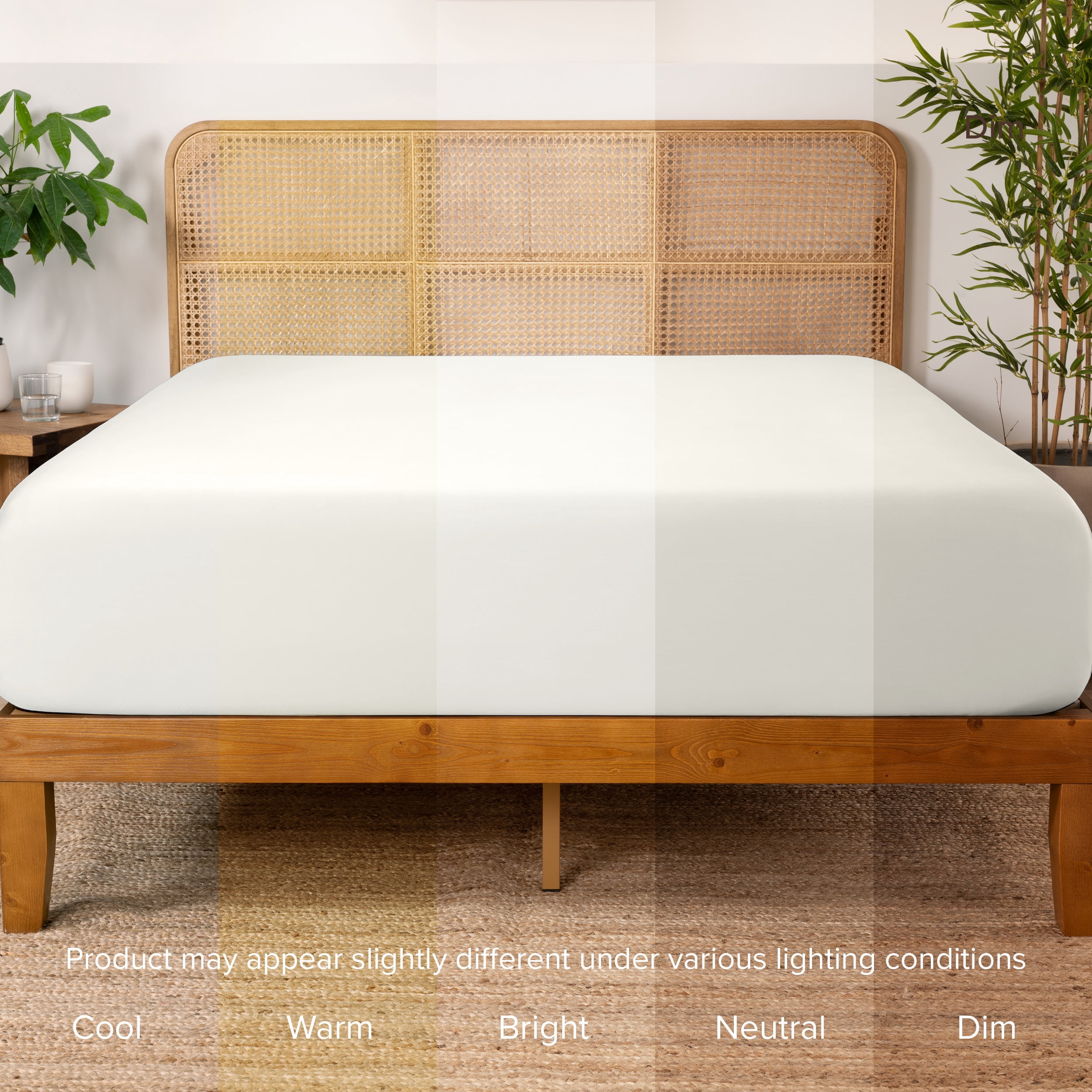 Bare Home Bamboo Fitted Sheet - Made from Rayon Fibers - Deep Pockets - Soft, Cooling & Breathable - Queen, Cream