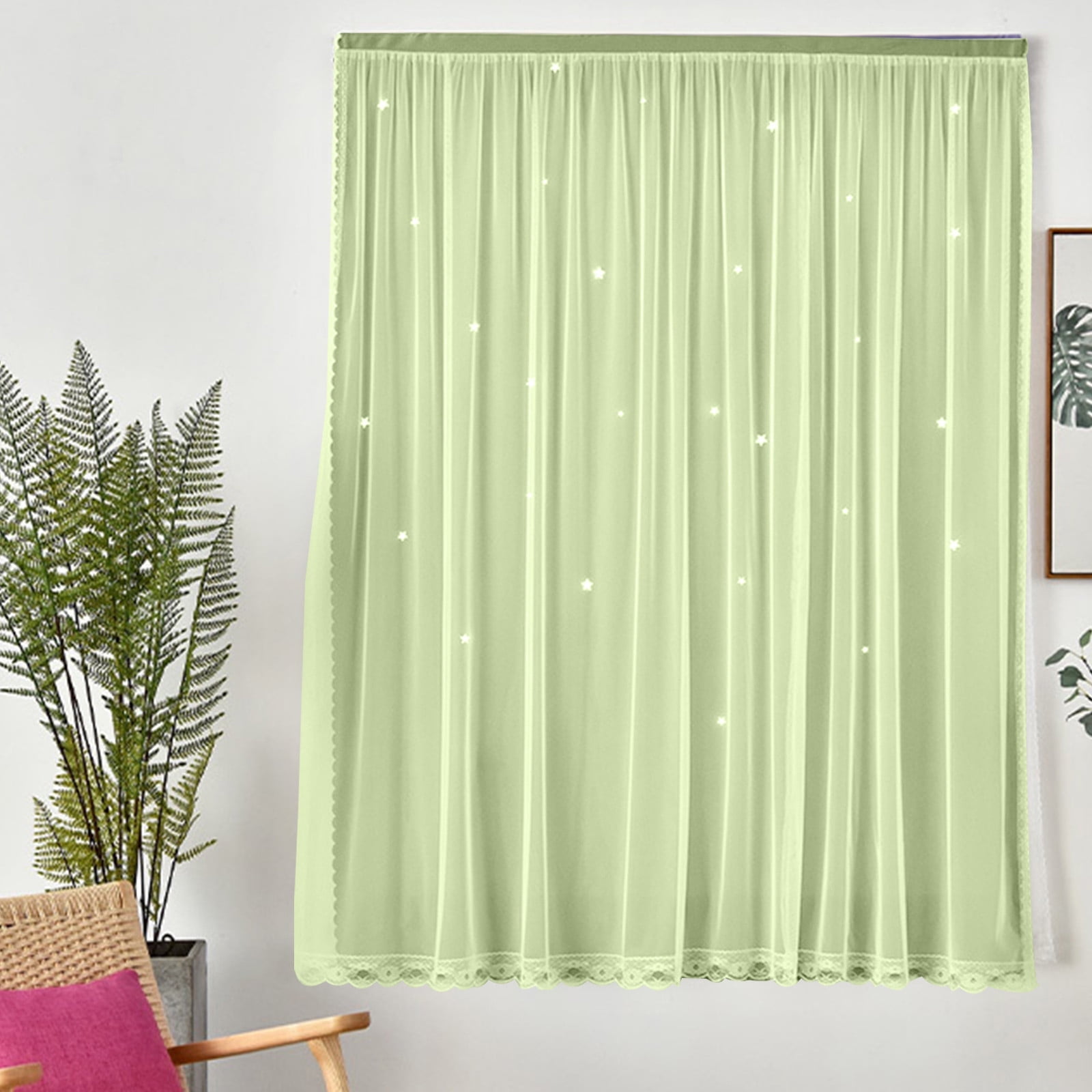 Blackout Curtains with Sheer Overlay Noise Reduction Panels for Bedroom and Living Room Light Blocking and Energy Saving, 59.05*39.37 inches, Set of 1