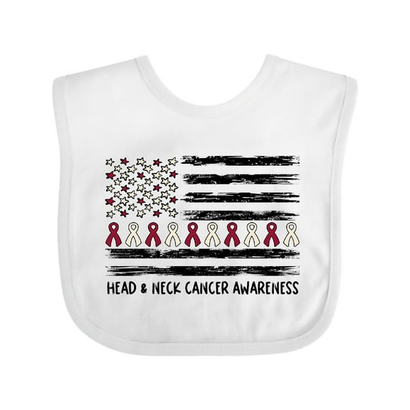 Inktastic Head and Neck Cancer Awareness- Flag and Ribbon Boys or Girls Baby Bib