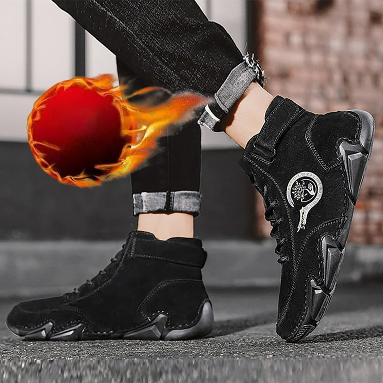 LUOGENLI Male Men Sneakers Size 12 Wide Walking New Winter Men s Padded Leather Korean High Top Hook Loop Short Shoes Sport Shoes Mens Sneakers Size 12 Mens Sneakers 9.5 Extra Wide 41 Walmart