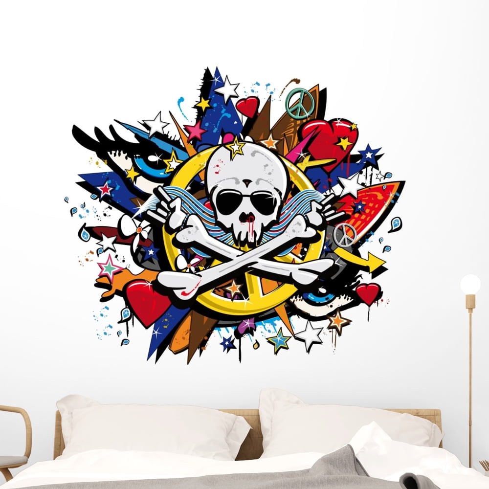 Dinosaur Raptor Skeleton Wall Decal Sticker - White, 40" Tall X 56" Wide, Removable
