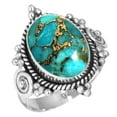 thumbnail image 1 of 925 Sterling Silver Ring For Women Copper Blue Turquoise Gemstone Silver Ring Size 12.5 December Birthstone Hand Made Silver Ring Size 12.5 Halloween Gift For Wife 925 Silver Gemstone Jewelry, 1 of 6