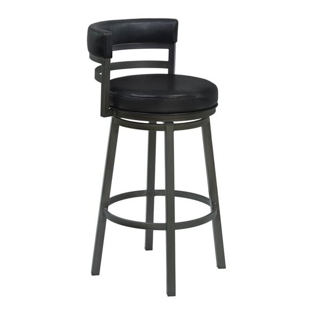Armen Living Madrid 30" Bar Height Metal Swivel Barstool in Ford Black