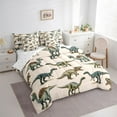 thumbnail image 3 of Homewish Retro Rustic Dino 7 Pieces Bedding Comforter Set,Ancient Animal Dinosaur Full Bedding Set,Brown Green Fitted Sheet Flat Sheet For Teens,Microfiber Bedroom Decor Reversible, 3 of 8
