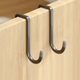 thumbnail image 6 of Over The Door Hooks - Heavy Duty Carbon Steel Cabinet Drawer Hanger, No Drill Removable Hooks for Small Kitchen Or Bathroom, Over Door Towel Rack and Holder (6PCS,Silver), 6 of 9