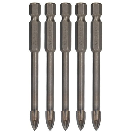 

5Pcs Cross Drill Bit 1/4in Hex Shank Tile Glass Ceramic Concrete Hole Opener Hard Alloy Tool7mm