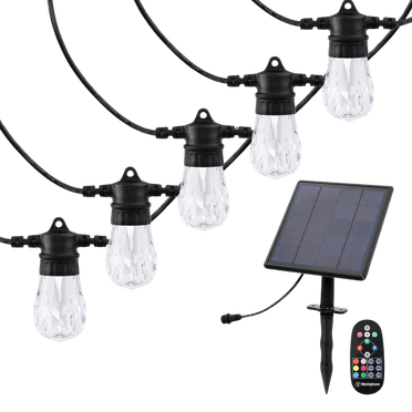 36 Ft Outdoor Solar LED String Lights – 15 Color-Changing Novelty Bulbs for Patio and Garden Décor