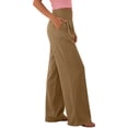 thumbnail image 2 of ClodeEU Women's High Waist Pleated Linen Wide Leg Pants,Casual Loose Trousers with Pockets ,Women's Plus L, 2 of 8