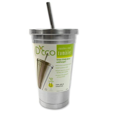 stainless steel tumbler with metal straw