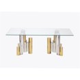 thumbnail image 4 of JERFIT 48 inch Modern Gold Coffee Table with Clear Tempered Glass Top, Stainless Steel Rectangular Cocktail Table for Living Room, 4 of 6