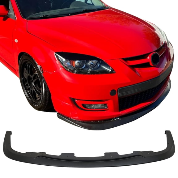 Ikon Motorsports Front Bumper Lip Compatible with 2007-2009 MazdaSpeed 3& 2004-2008 Mazda 6 S& i Unpainted PP Air Dam Chin Spoiler Lower Guard Splitter