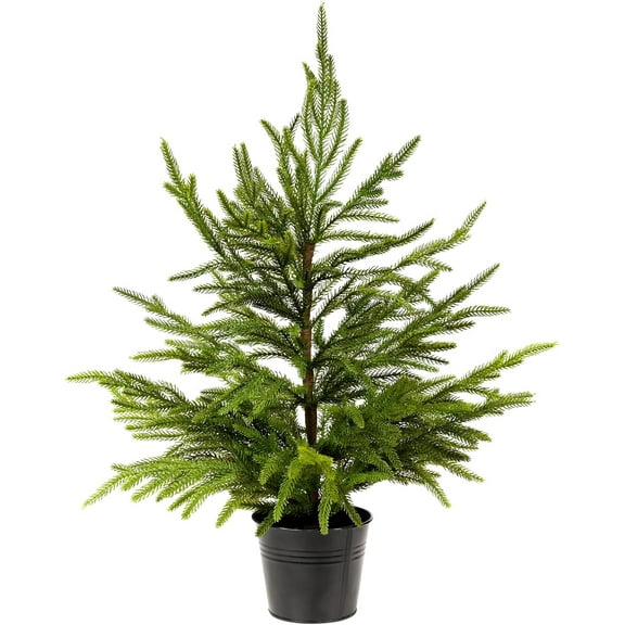 Bootesun 2FT Tabletop Artificial Norfolk Pine Tree - 24" Faux Tree Potted Green for Front Porch Christmas Decorations, Indoor Outdoor Christmas Ornament