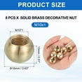 thumbnail image 2 of Thread Cap Nuts Knob, Brass Ball Lamp Decoration Screw Caps Nut Cover Nut for Furniture Lighting and DIY Project M10x16mm 8, 2 of 6
