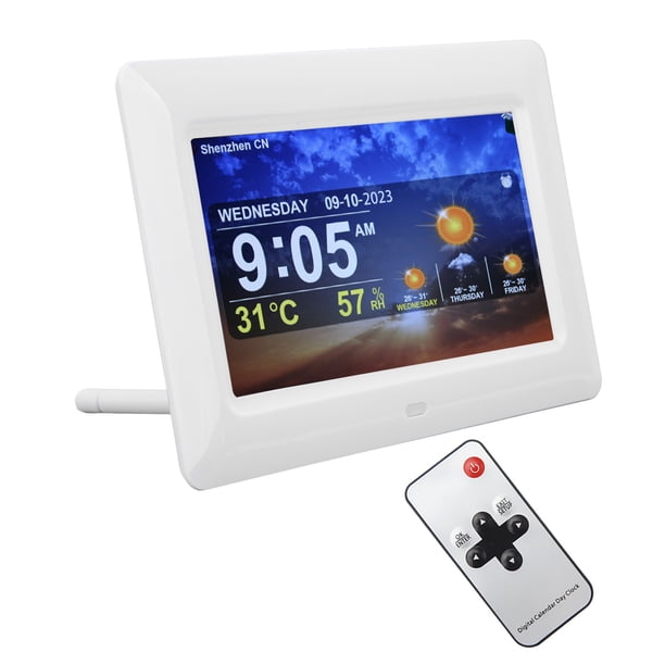 Calendario Digital Alarma Reloj Meteorológico Pantalla Grande de 7 Pulgadas para Personas Mayores con Demencia Control Remoto Calendario Alarma Reloj de Día Compatible ANGGREK Otros
