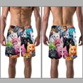thumbnail image 3 of luoweisi Men's Beach Shorts Quick Dry Swim Trunks with Mesh Lining Cartoon Cat L, 3 of 5