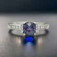 thumbnail image 2 of Sterling silver cushoin cut alexandrite & cubic zirconia ring, 2 of 5