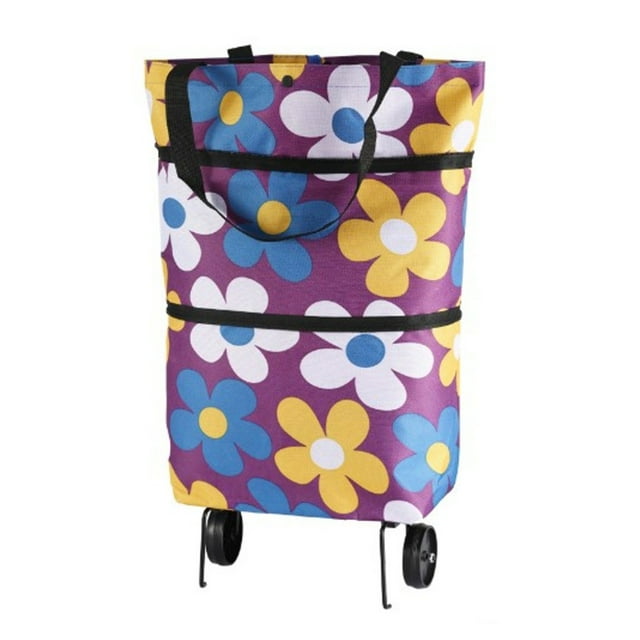 Shopping Cart Bag Foldable Shopping Cart Grocery Cart with Wheels