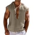 thumbnail image 1 of Camiseta sin mangas de lino para hombre: camiseta de playa, poliéster, corte informal, tallas S-XXL para el ocio veraniego y actividades al aire libre, 1 of 6