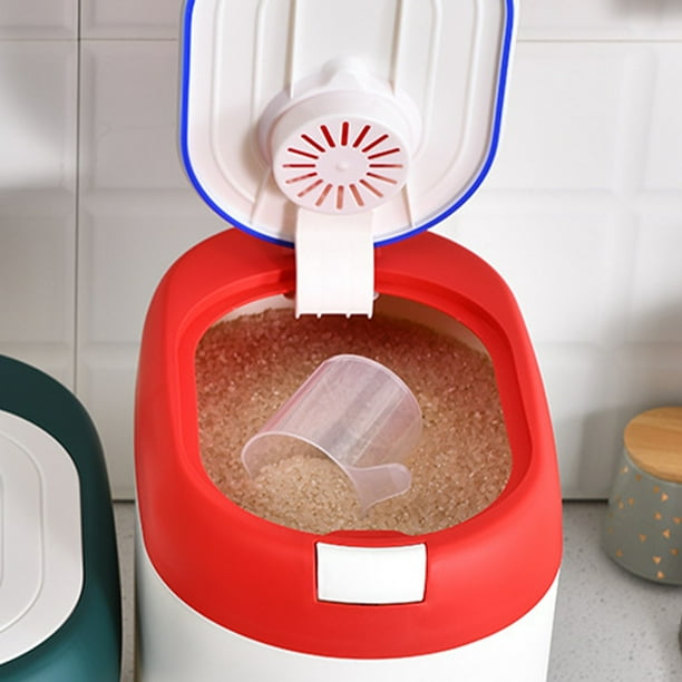Distributeur de riz de 10 kg, grand récipient de rangement avec tasse, récipient à riz pour aliments secs, céréales, soja, maïs, garde-manger, organisation de la cuisine (type 2 Distributeur de riz de 10 kg, grand récipient de rangement avec tasse, récipient à riz pour aliments secs, céréales, soja, maïs, garde-manger, organisation de la cuisine (type 2