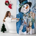 thumbnail image 5 of Light Blue Snowman Bathroom Shower Curtain Christmas Winter Wreath Snowflake Xmas Waterproof Washable Shower Curtains for Bathtub Bath Decor with Grommets and Hook 72 X 72 Inch, 5 of 8