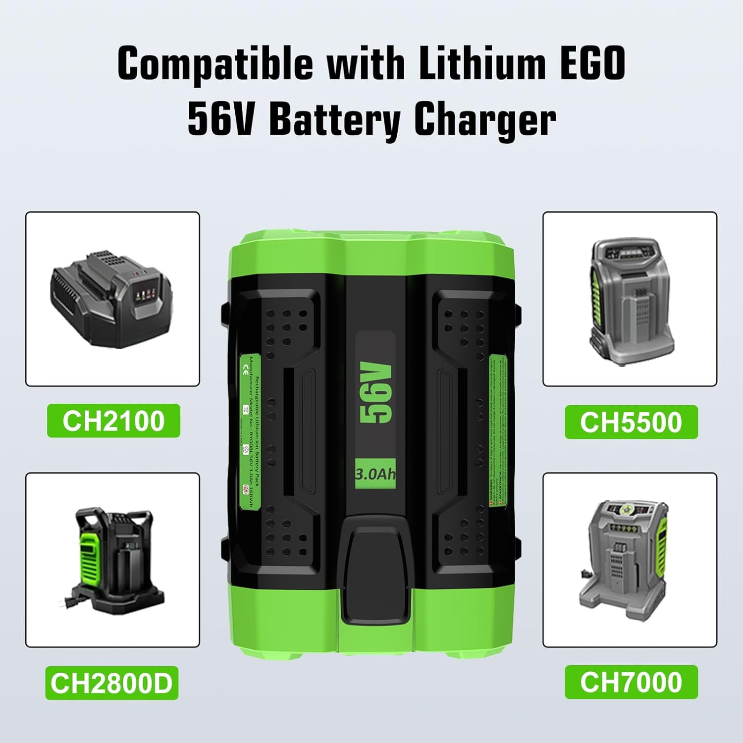 Replacement for EGO 56V Battery 3.0Ah Compatible with EGO 56 Volt Battery Power+ Tools STA1500 ST1502LB CS1604 LB4800 LB6504 LB5804 HT2400