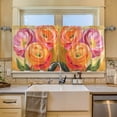 thumbnail image 2 of Yayeee Kitchen Curtains Tier Set of 2 Light Filtering 57"x24" Over Sink Window Panels, Pink Abstract Floral, 2 of 7