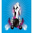 thumbnail image 3 of Modern Duvet Cover Set, Music Elements with a Hand Holding Headphone Graffiti Style Illustration, Decorative 3 Piece Bedding Set with 2 Pillow Shams, Queen Size, Blue Fuchsia and Dust, by Ambesonne, 3 of 3