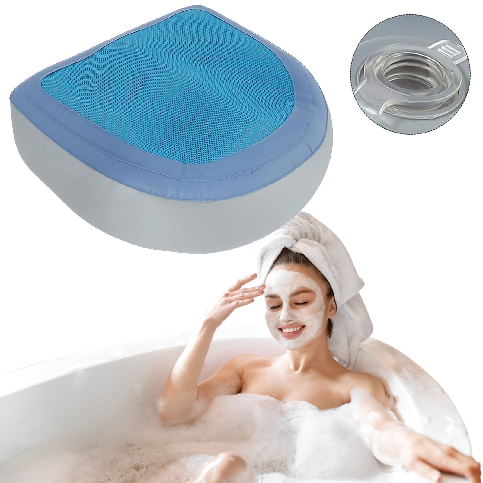 5 Packs Inflatable Hot Tub Seat Booster Cushion with Suction Cups Non Slip Spa Bath Mat for Adults Kids Bathing Accessories Home Relaxation