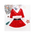 thumbnail image 2 of Toddler Kids Girls Christmas Skirt Outfit Sequined Long Sleeve Red Top Mini Skirt Fall Outfits Set for Girls 1-6 Years, 2 of 9