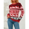 thumbnail image 5 of Liacowi Women and Men Christmas Knitted Sweater Long Sleeve Elk Snowflake Print Pullover Retro Jumpers Tops Fall Loose Knitwear for Adult＆Juniors＆Teen, 5 of 9