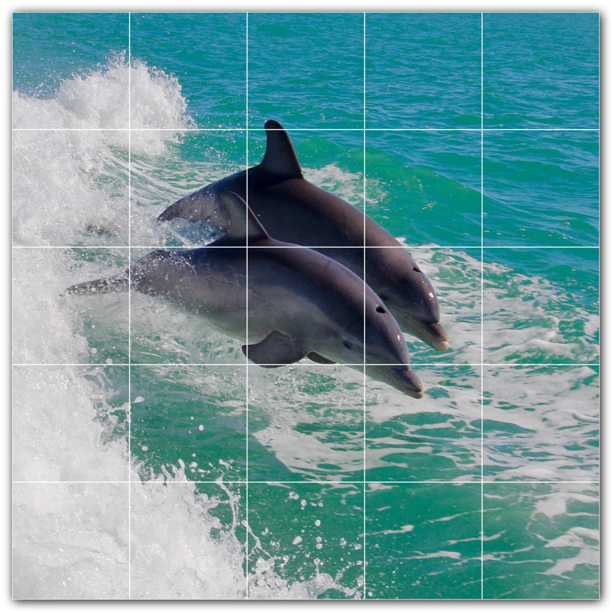 Dolphin Ceramic Tile Wall Mural WAL50052055XL. 60"W